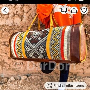 Moroccan Leather Travel Bag 100% Handmade 22”